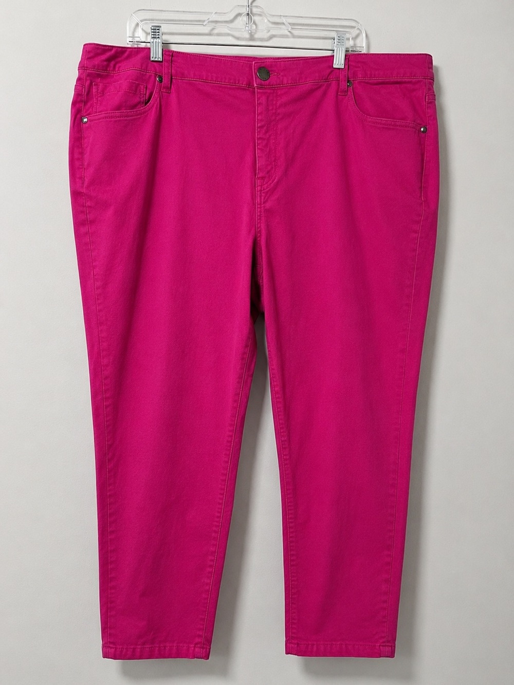Lane Bryant Size 24 Pink Skinny Ankle Jeans Stretch Lyocell Blend High Rise 0085